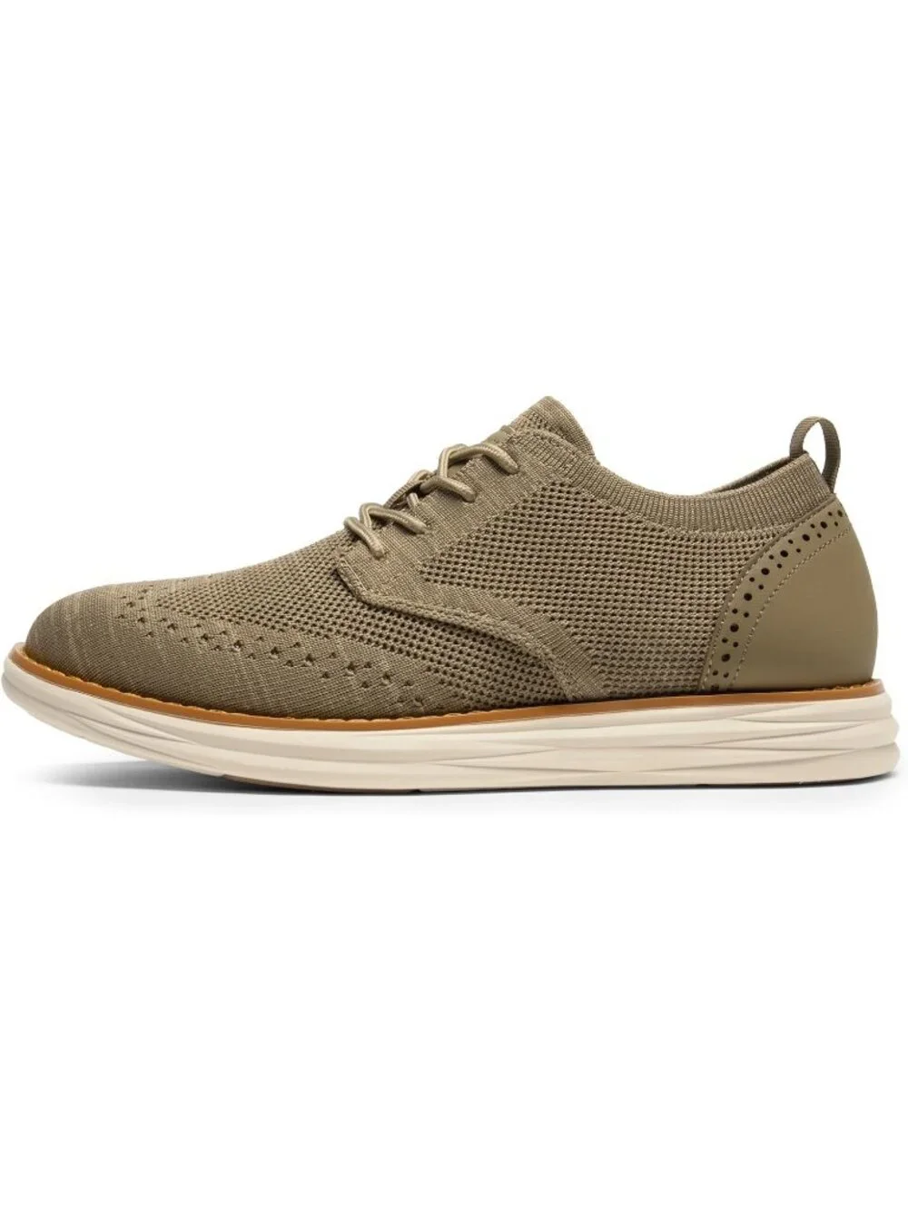 Men's Khaki Knit Mesh Dress Sneakers Lace Up Casual Walking Oxford Shoes